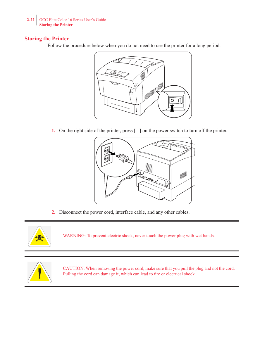 Storing the printer | GCC Printers 16 User Manual | Page 75 / 196