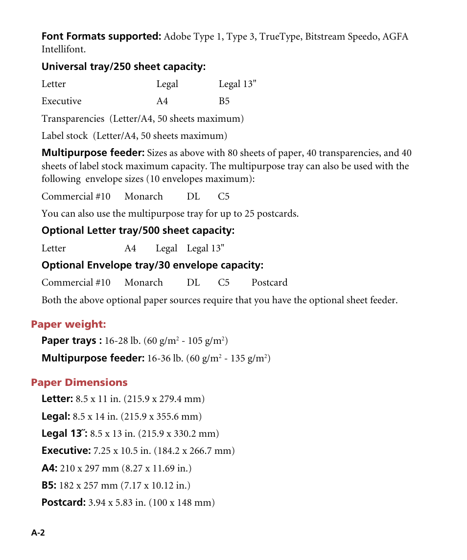 Paper weight, Paper dimensions | GCC Printers Elite 12ppm User Manual | Page 132 / 193