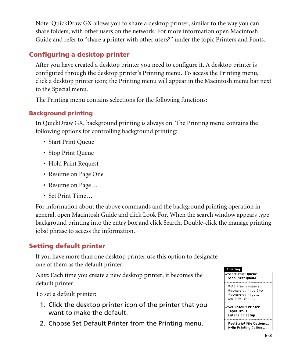 Configuring a desktop printer, Background printing, Setting default printer | GCC Printers Elite 12ppm User Manual | Page 158 / 193