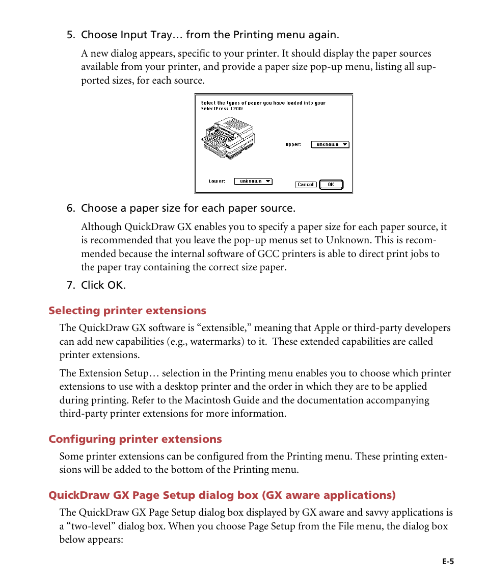 Selecting printer extensions, Configuring printer extensions | GCC Printers Elite 12ppm User Manual | Page 160 / 193