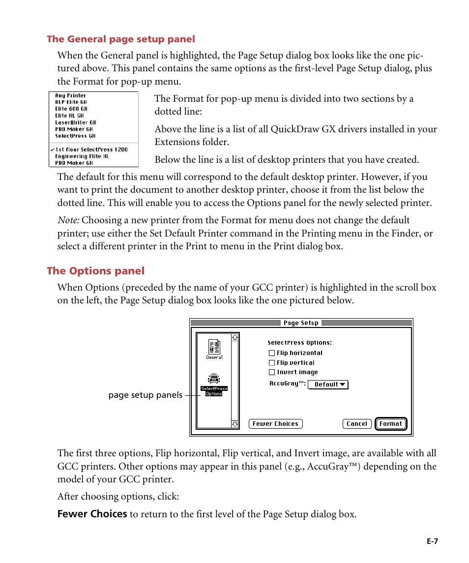The options panel | GCC Printers Elite 12ppm User Manual | Page 162 / 193