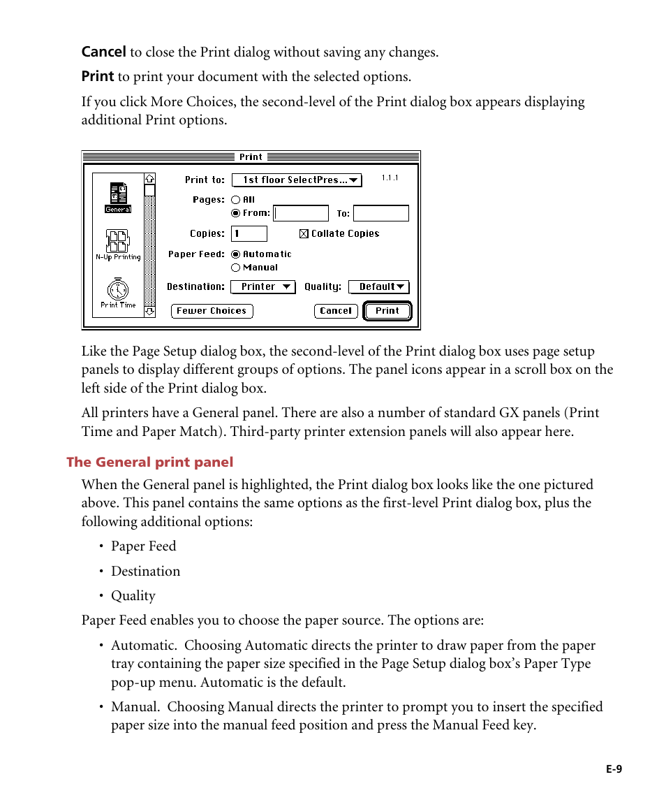 The general print panel | GCC Printers Elite 12ppm User Manual | Page 164 / 193