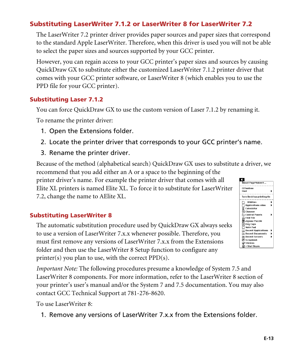 Substituting laserwriter 7.1.2, Substituting laserwriter 8 | GCC Printers Elite 12ppm User Manual | Page 168 / 193