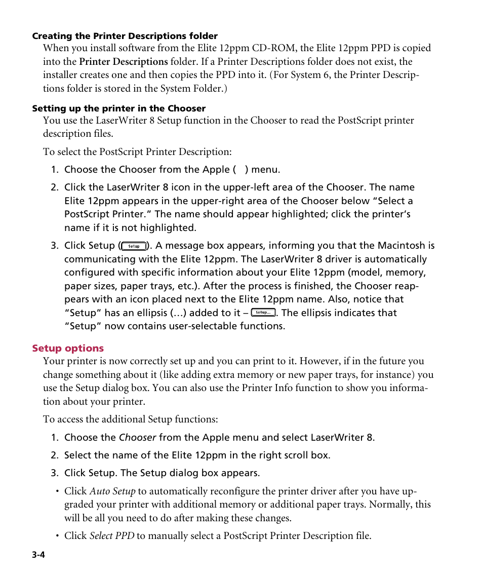 Setup options | GCC Printers Elite 12ppm User Manual | Page 40 / 193