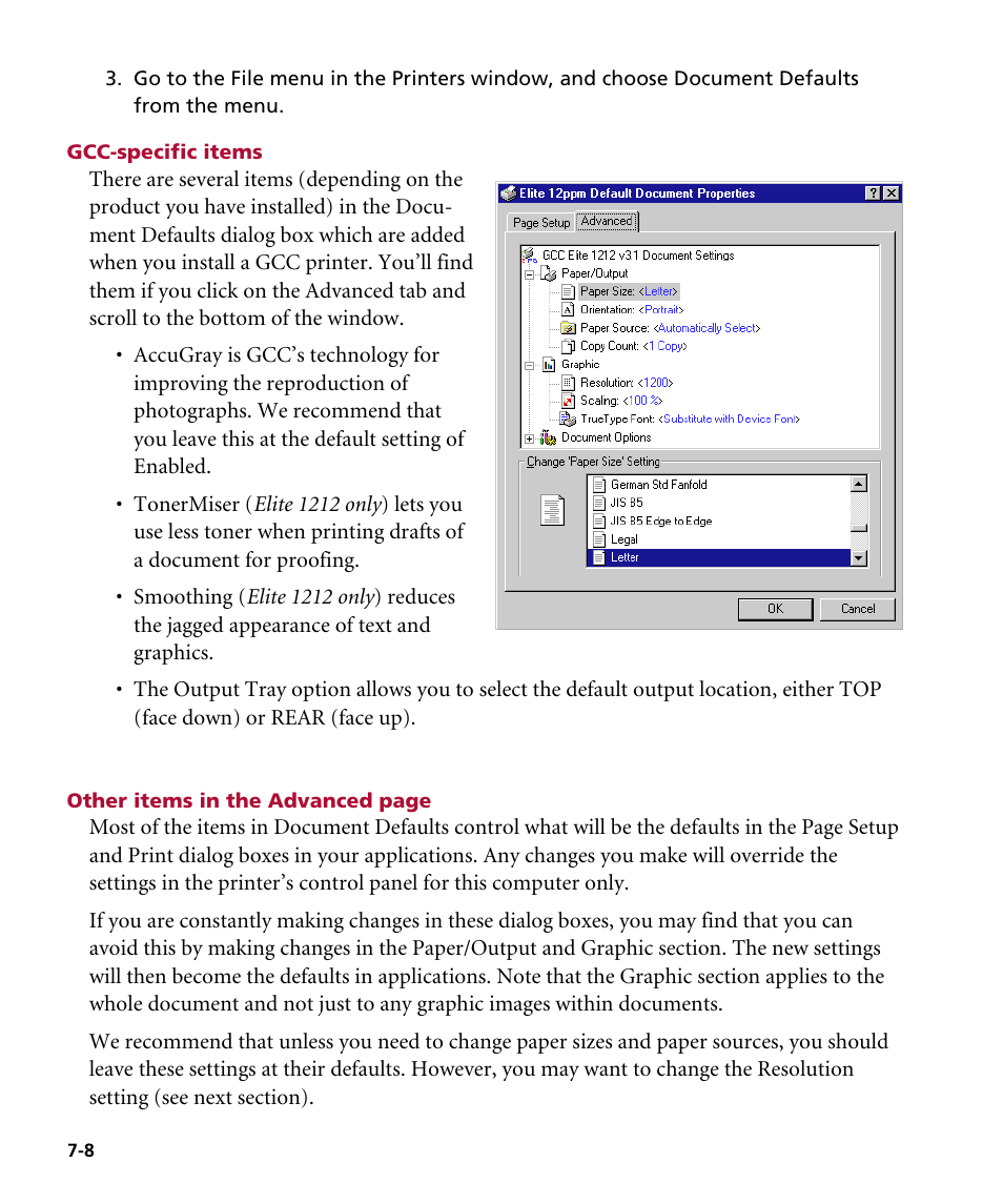 Gcc-specific items | GCC Printers Elite 12ppm User Manual | Page 91 / 193