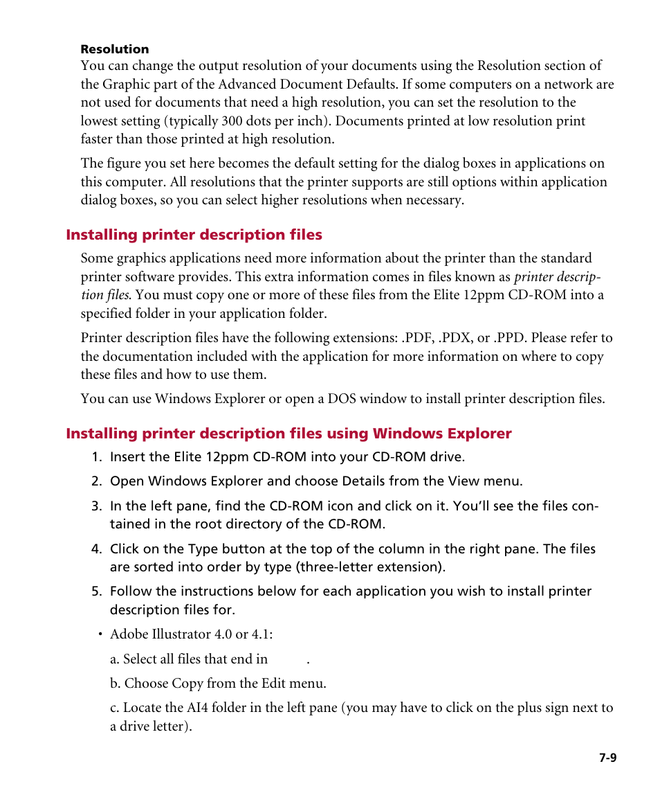 Installing printer description files | GCC Printers Elite 12ppm User Manual | Page 92 / 193