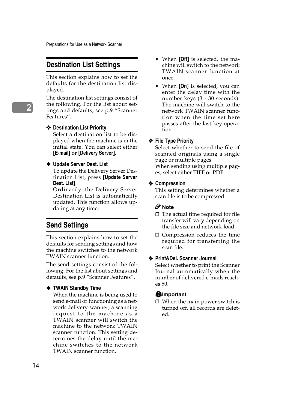 Destination list settings, Send settings, Destination list settings send settings | GCC Printers 2018 User Manual | Page 20 / 88