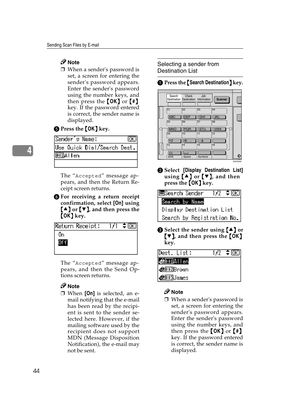 Selecting a sender from destination list | GCC Printers 2018 User Manual | Page 50 / 88