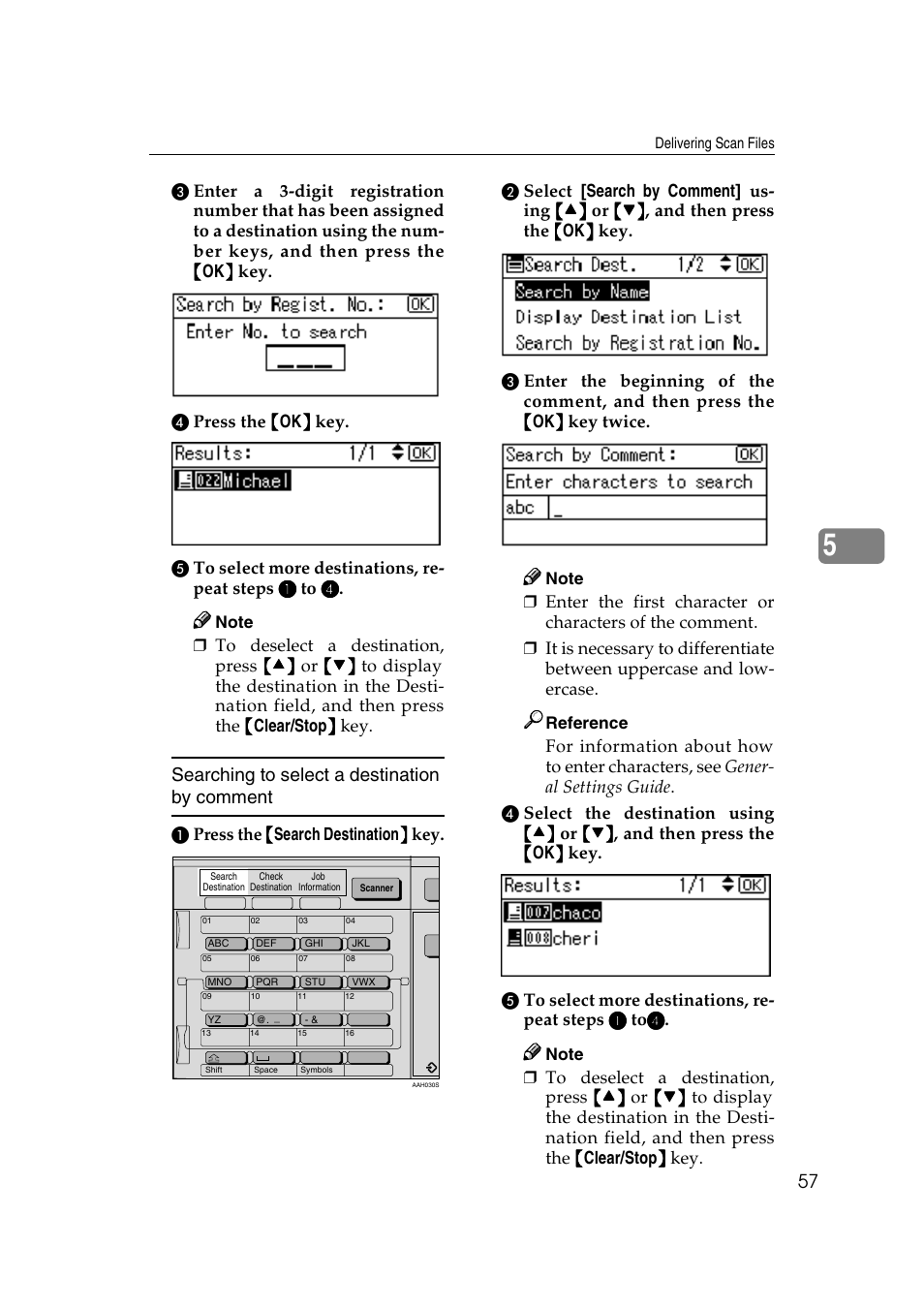 Searching to select a destination by comment | GCC Printers 2018 User Manual | Page 63 / 88