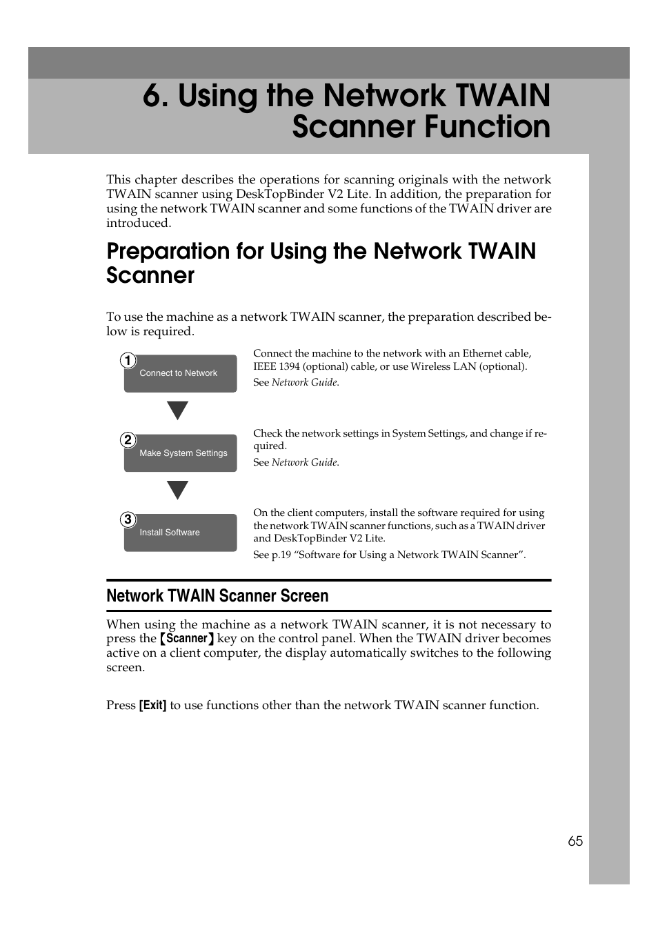  using the network twain scanner function, Preparation for using the network twain scanner, Network twain scanner screen | Using the network twain scanner function | GCC Printers 2018 User Manual | Page 71 / 88