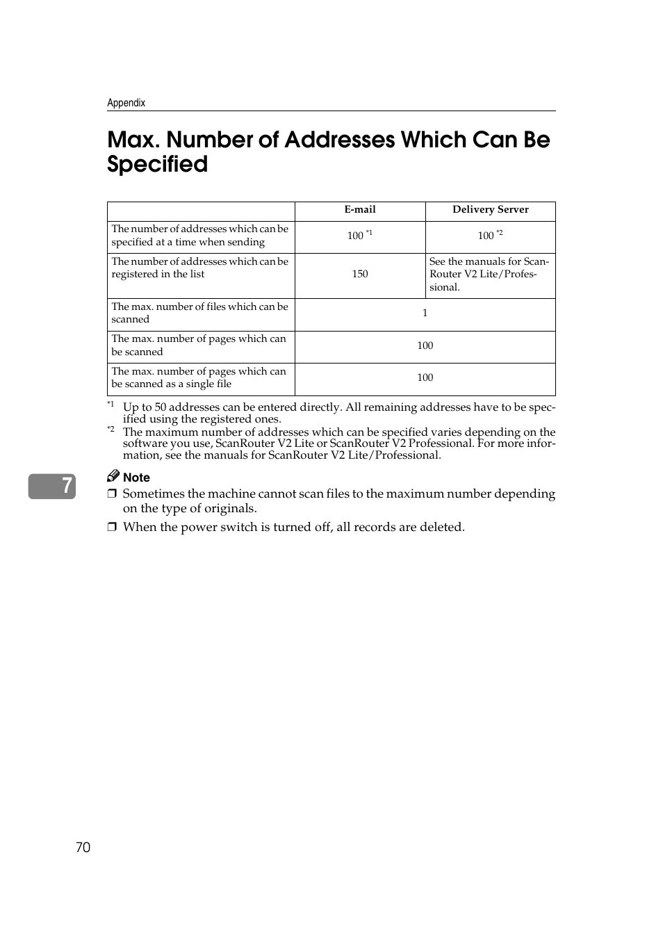 Max. number of addresses which can be specified, 7max. number of addresses which can be specified | GCC Printers 2018 User Manual | Page 76 / 88