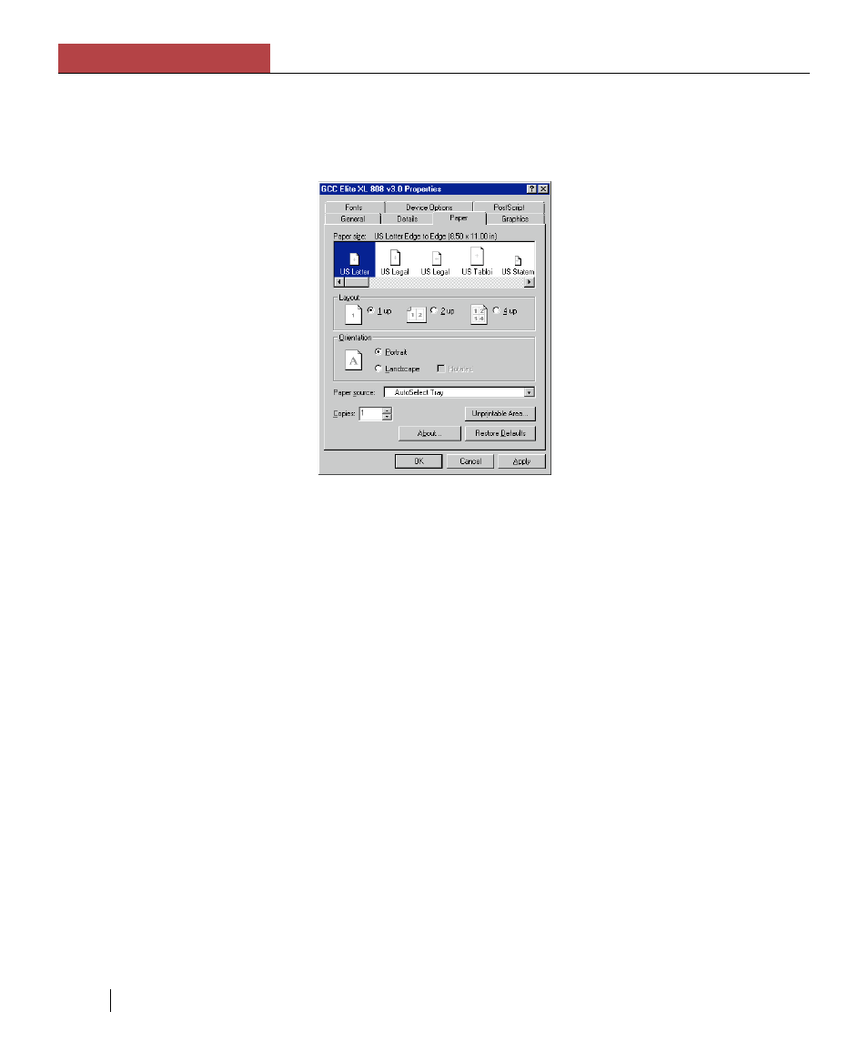 The paper panel, Chapter 4 using the elite xl with windows and dos | GCC Printers Elite XL User Manual | Page 109 / 199