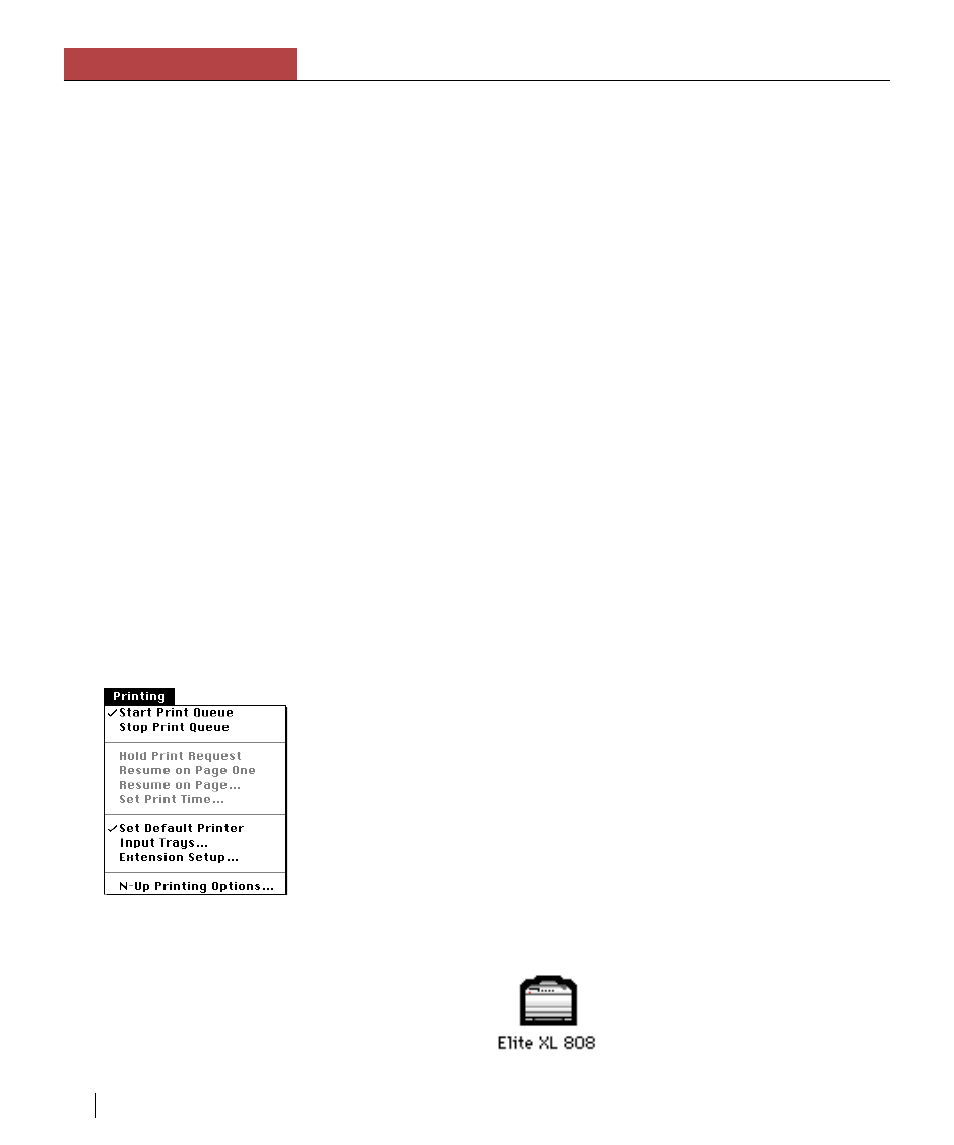 Configuring a desktop printer, Background printing, Setting default printer | Chapter 5 quickdraw gx | GCC Printers Elite XL User Manual | Page 122 / 199