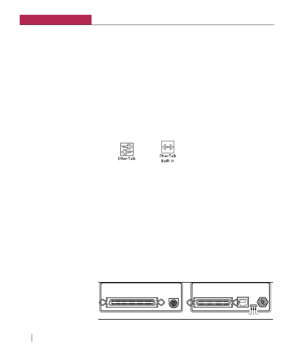 Configuring the macintosh ethertalk software, Network card status leds, Setting up the elite xl chapter 1 | Configuring ibm-pc and compatible software | GCC Printers Elite XL User Manual | Page 42 / 199