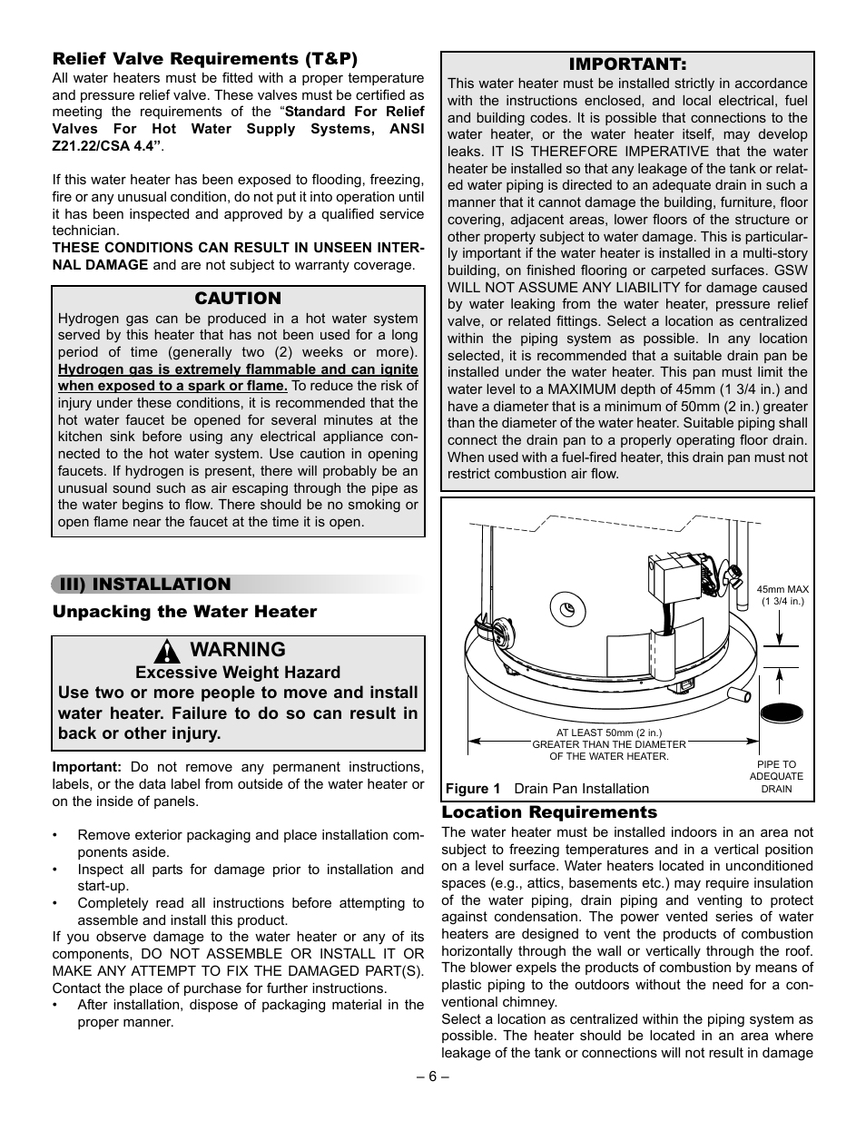 Warning | GSW 5065 User Manual | Page 6 / 29