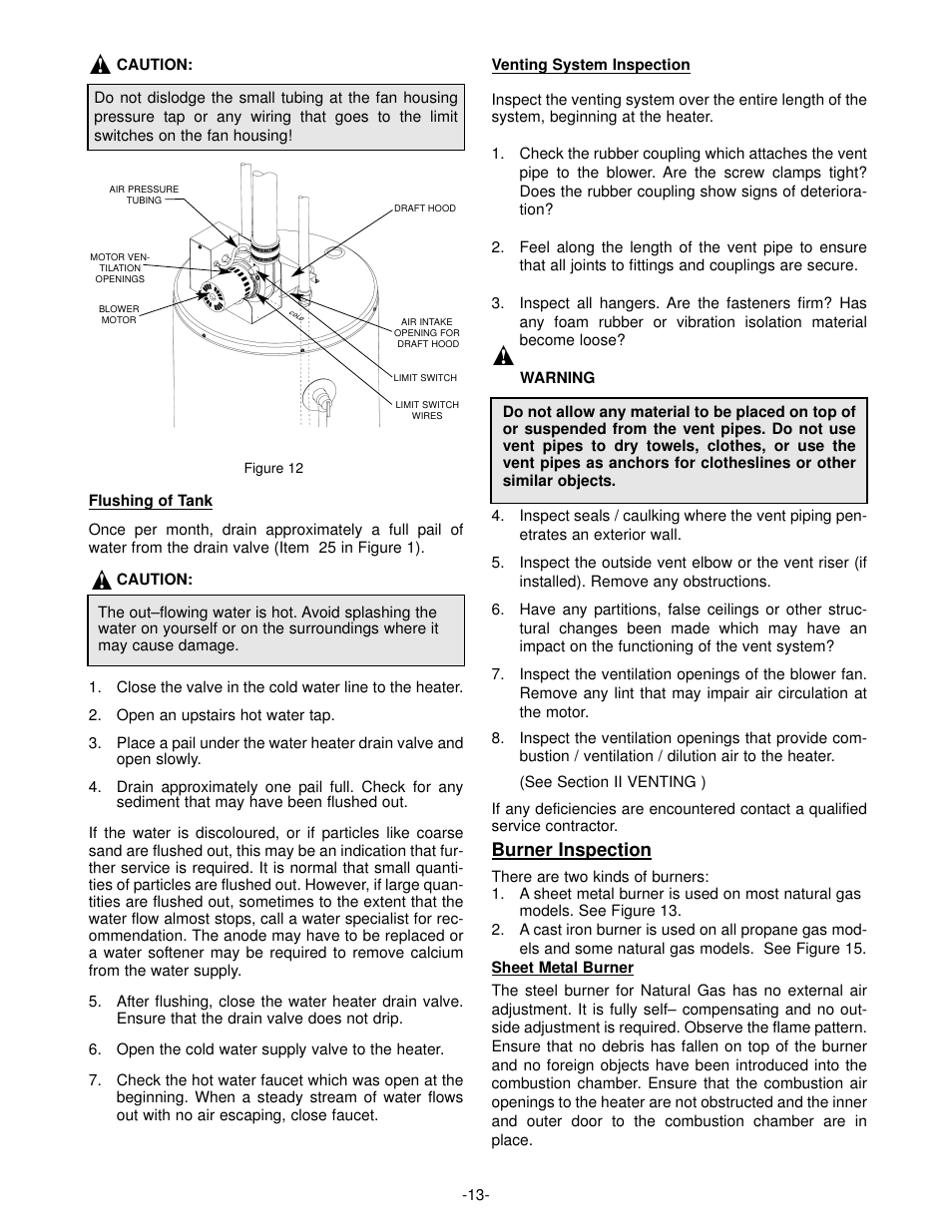 Burner inspection | GSW Gas Fired Water Heater User Manual | Page 15 / 20