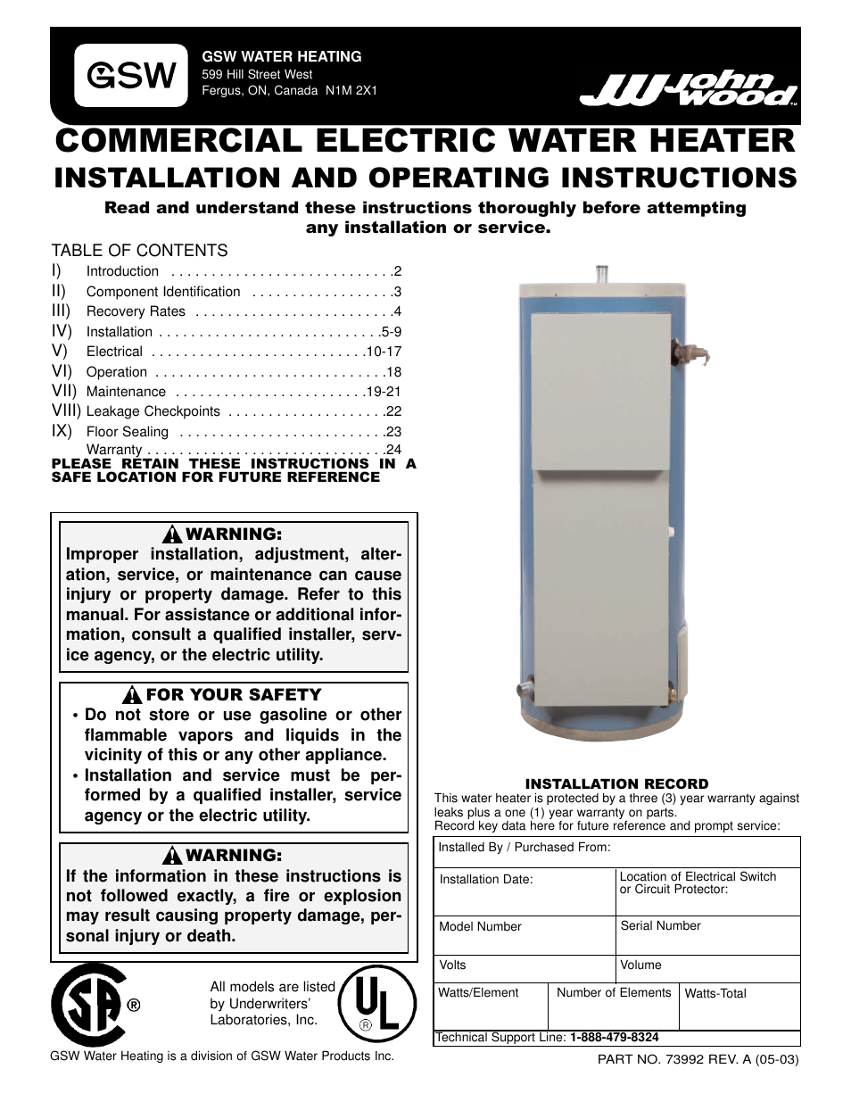 GSW 73992 User Manual | 24 pages