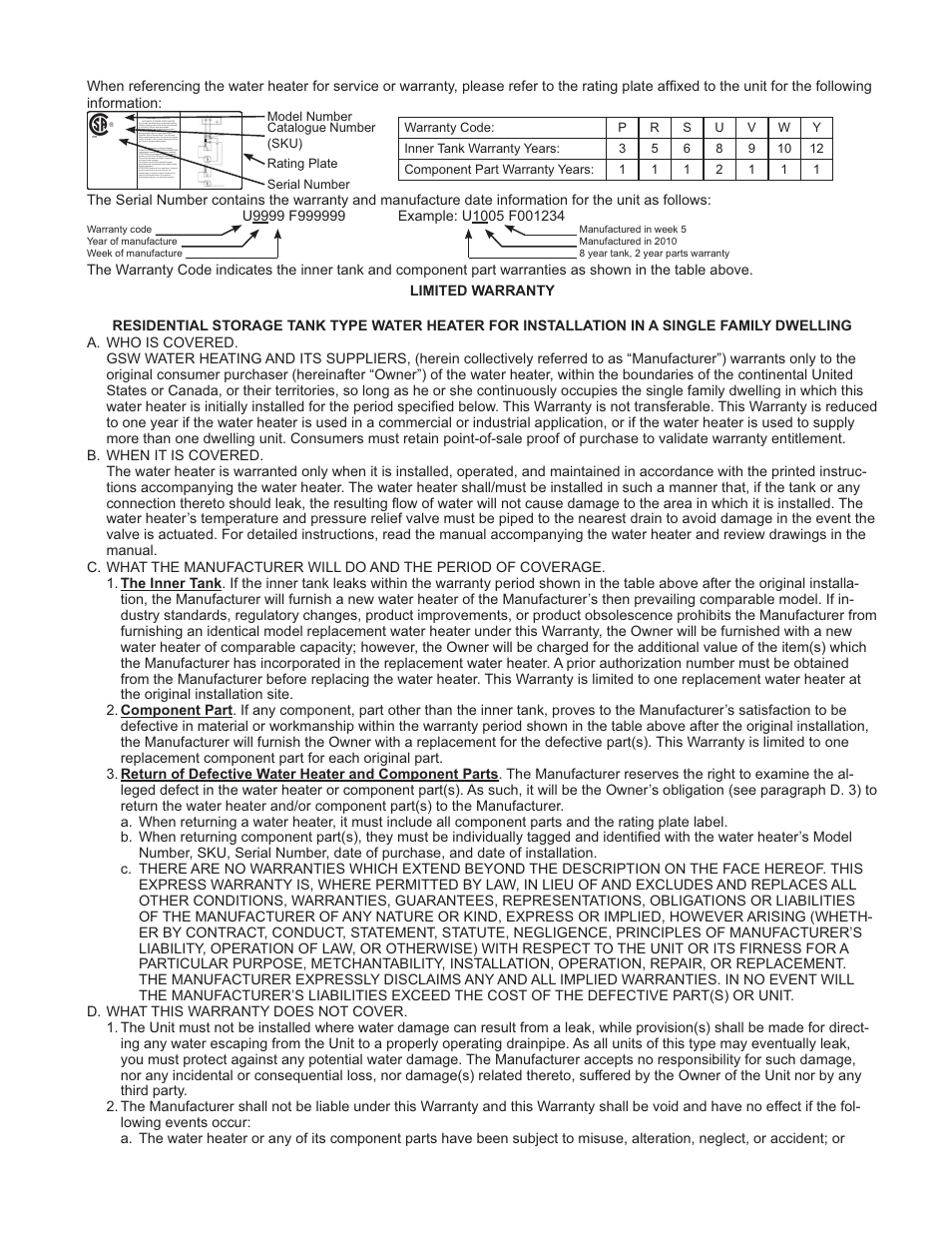 Limited warranty | John Wood Power Vent 0.67 EF User Manual | Page 35 / 36