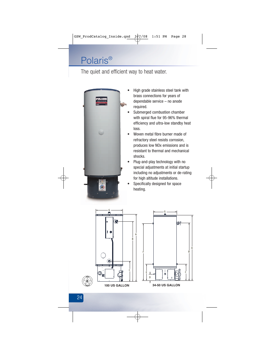 Polaris, The quiet and efficient way to heat water | GSW Signature Series Electric User Manual | Page 30 / 86