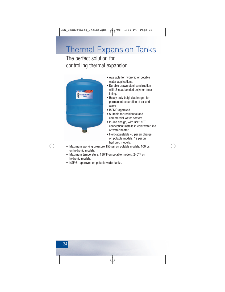 Thermal expansion tanks | GSW Signature Series Electric User Manual | Page 40 / 86