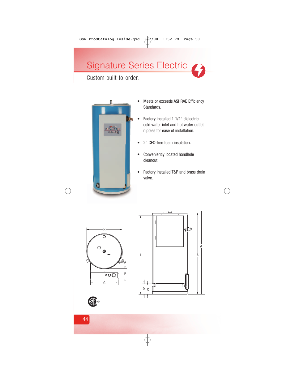 Signature series electric, Custom built-to-order | GSW Signature Series Electric User Manual | Page 52 / 86