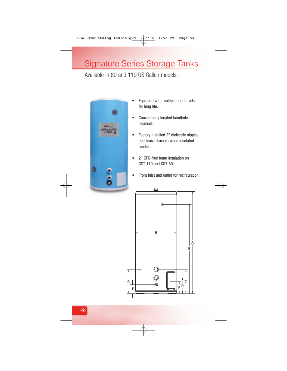 Signature series storage tanks | GSW Signature Series Electric User Manual | Page 56 / 86