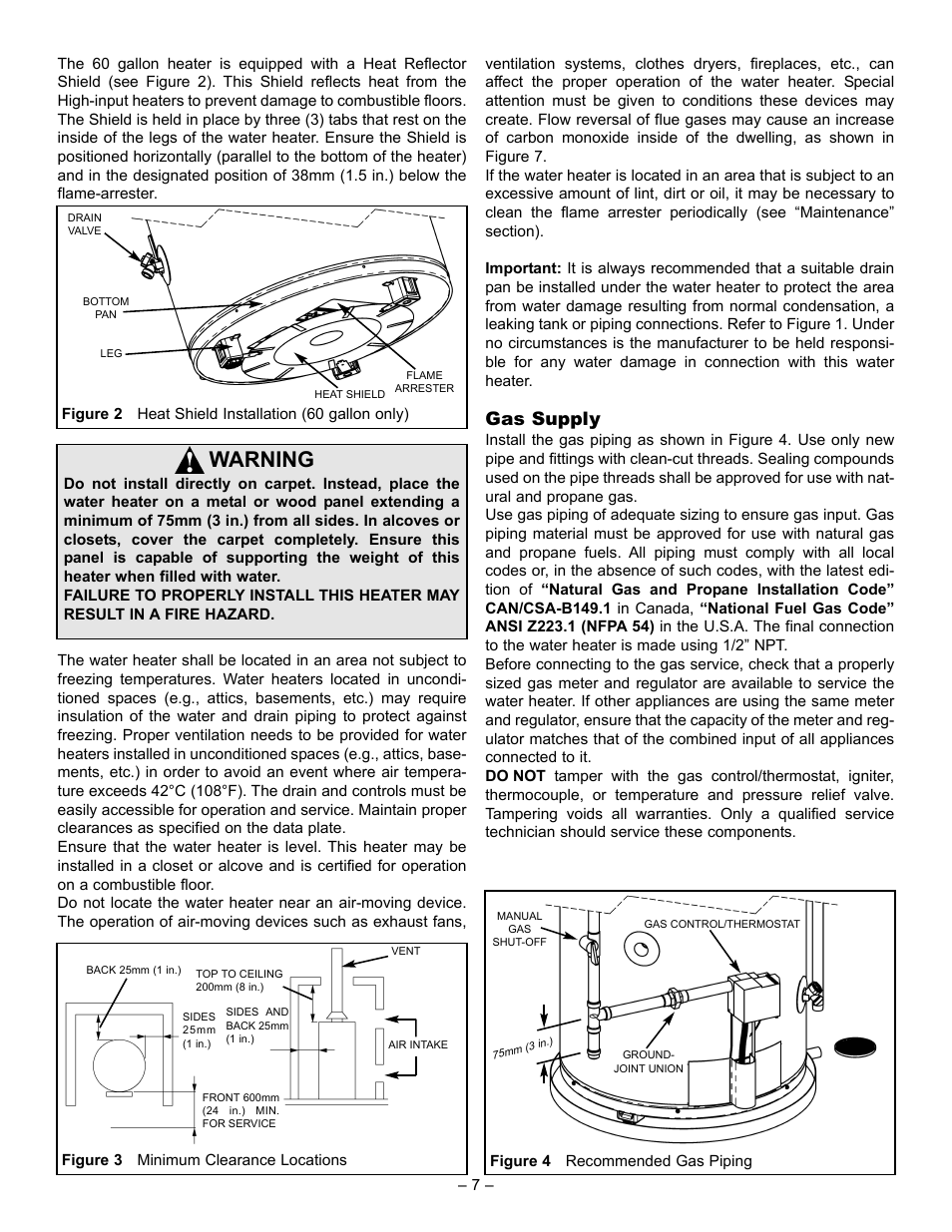 Warning, Gas supply | GSW 72090 User Manual | Page 7 / 26