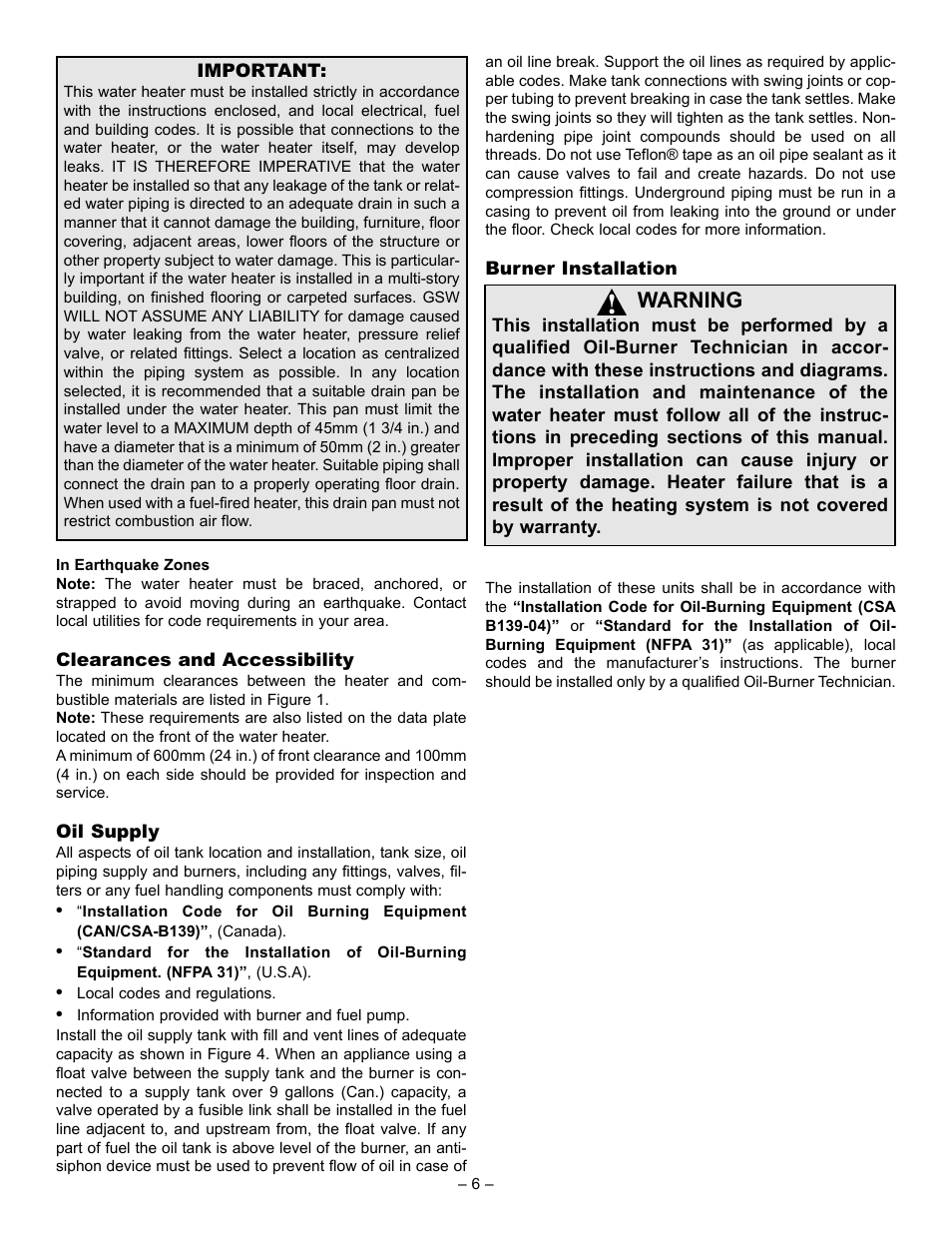 Warning | GSW JWF507 User Manual | Page 6 / 24