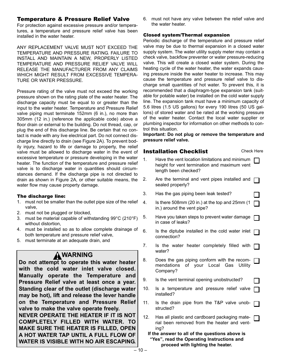 Warning | GSW 61009 REV. C (09-03) User Manual | Page 10 / 17