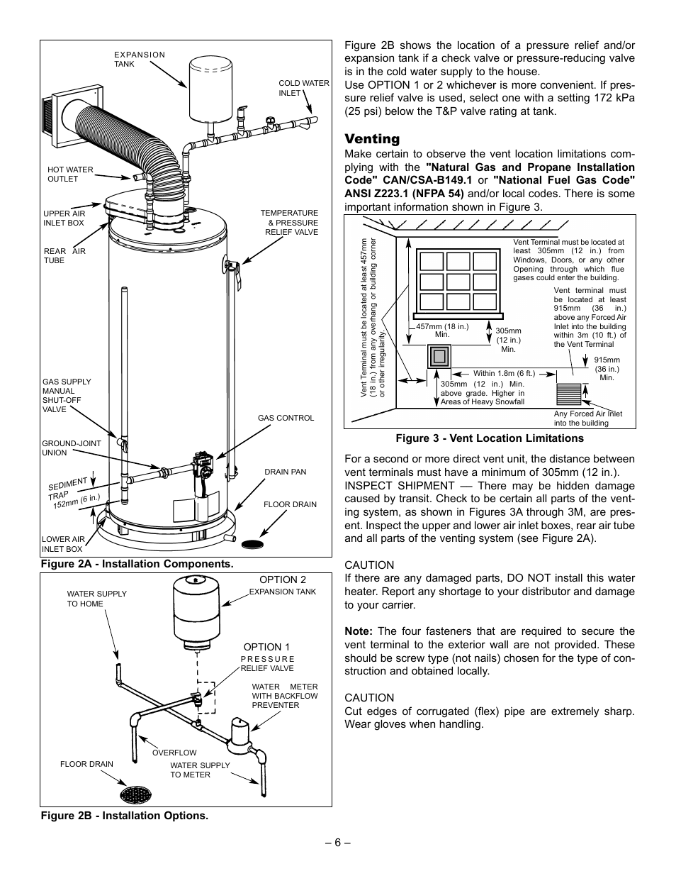 Venting, Figure 3 - vent location limitations | GSW 61009 REV. C (09-03) User Manual | Page 6 / 17