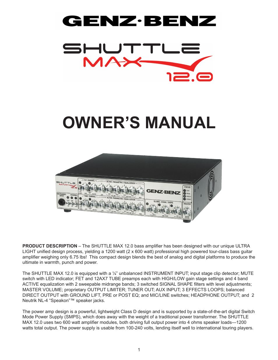 Genz-Benz SHUTTLE MAX 12 User Manual | 9 pages