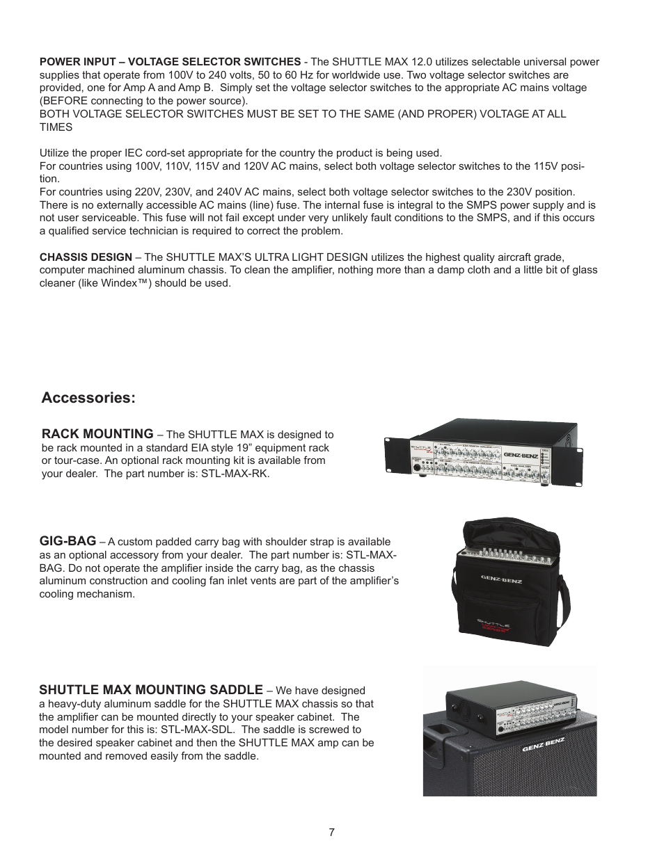 Accessories | Genz-Benz SHUTTLE MAX 12 User Manual | Page 7 / 9