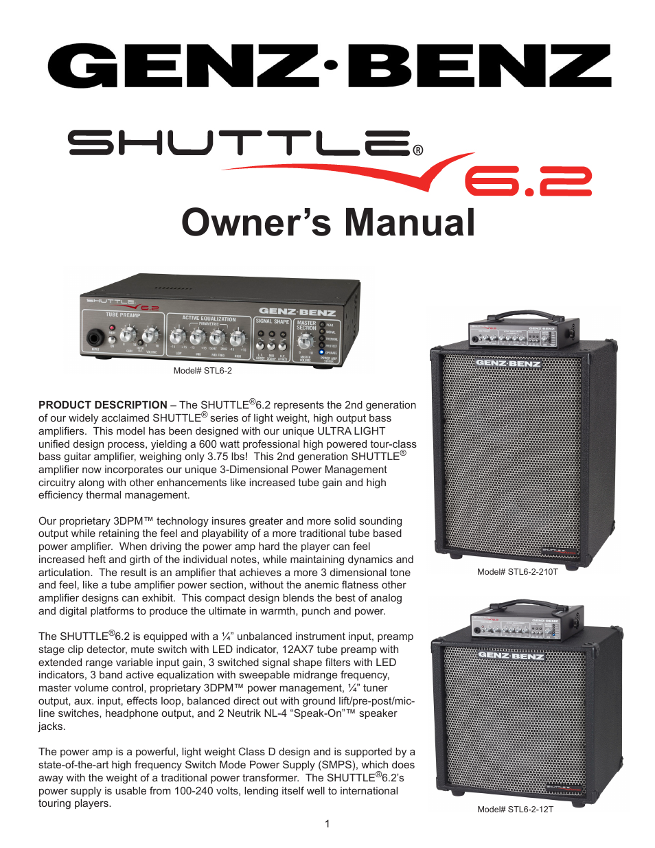 Genz-Benz SHUTTLE 6.2 STL6-2 User Manual | 7 pages