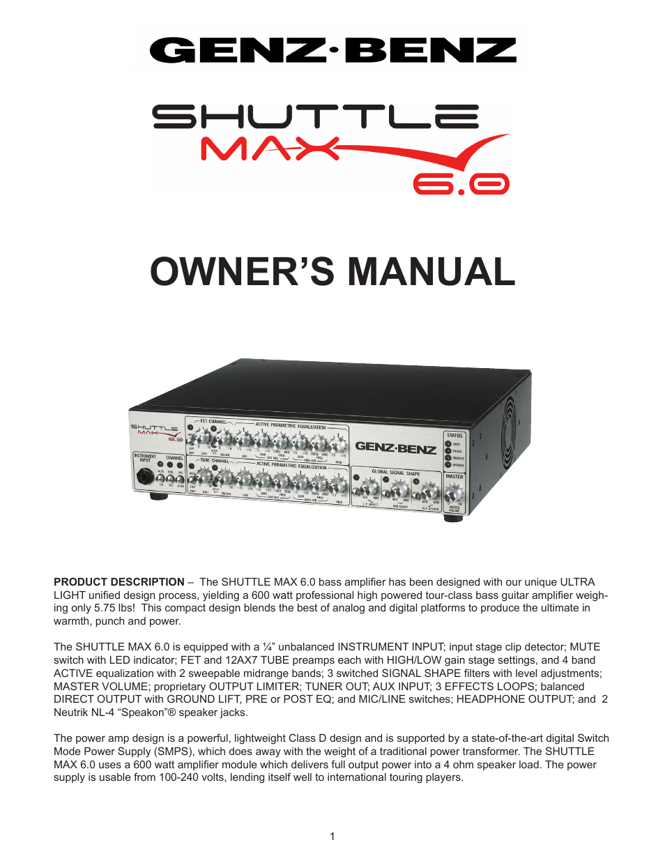 Genz-Benz SHUTTLE MAX 6 User Manual | 10 pages