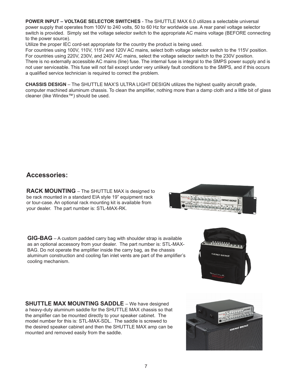 Accessories | Genz-Benz SHUTTLE MAX 6 User Manual | Page 7 / 10