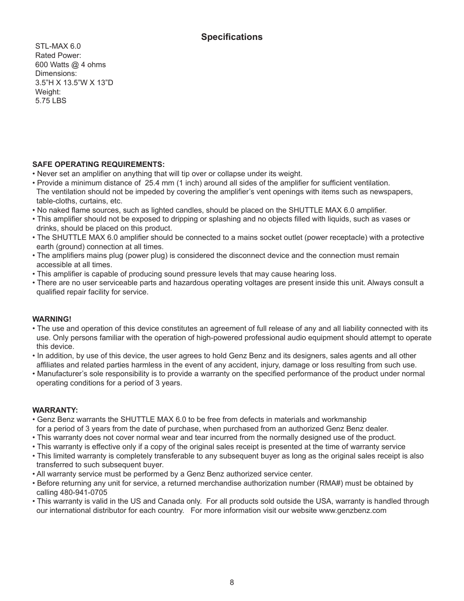 Genz-Benz SHUTTLE MAX 6 User Manual | Page 8 / 10