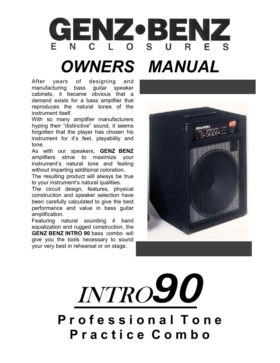 Genz-Benz Intro-90 User Manual | 2 pages