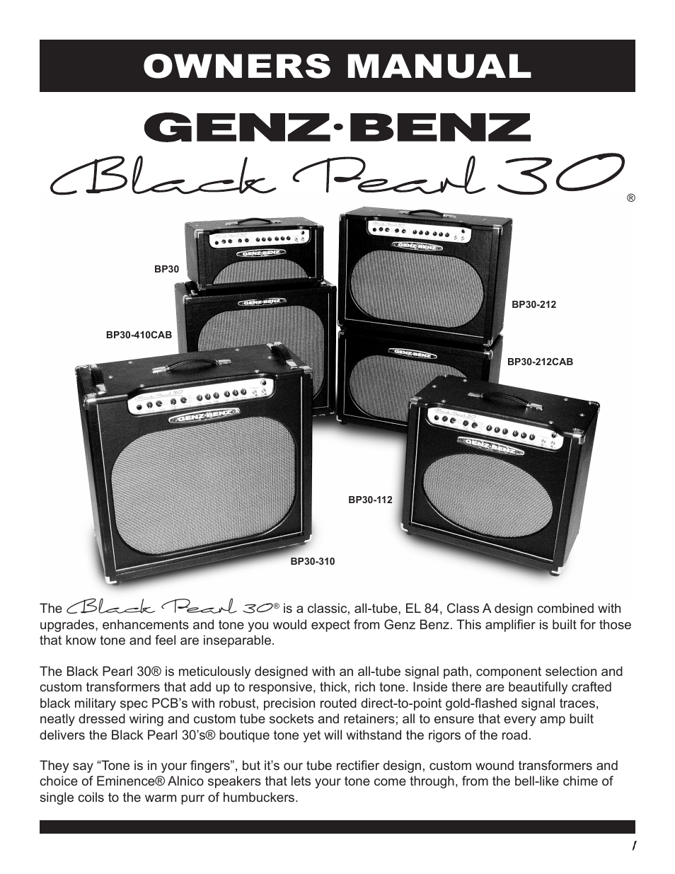 Genz-Benz BLACK PEARL 30 BP30 User Manual | 8 pages