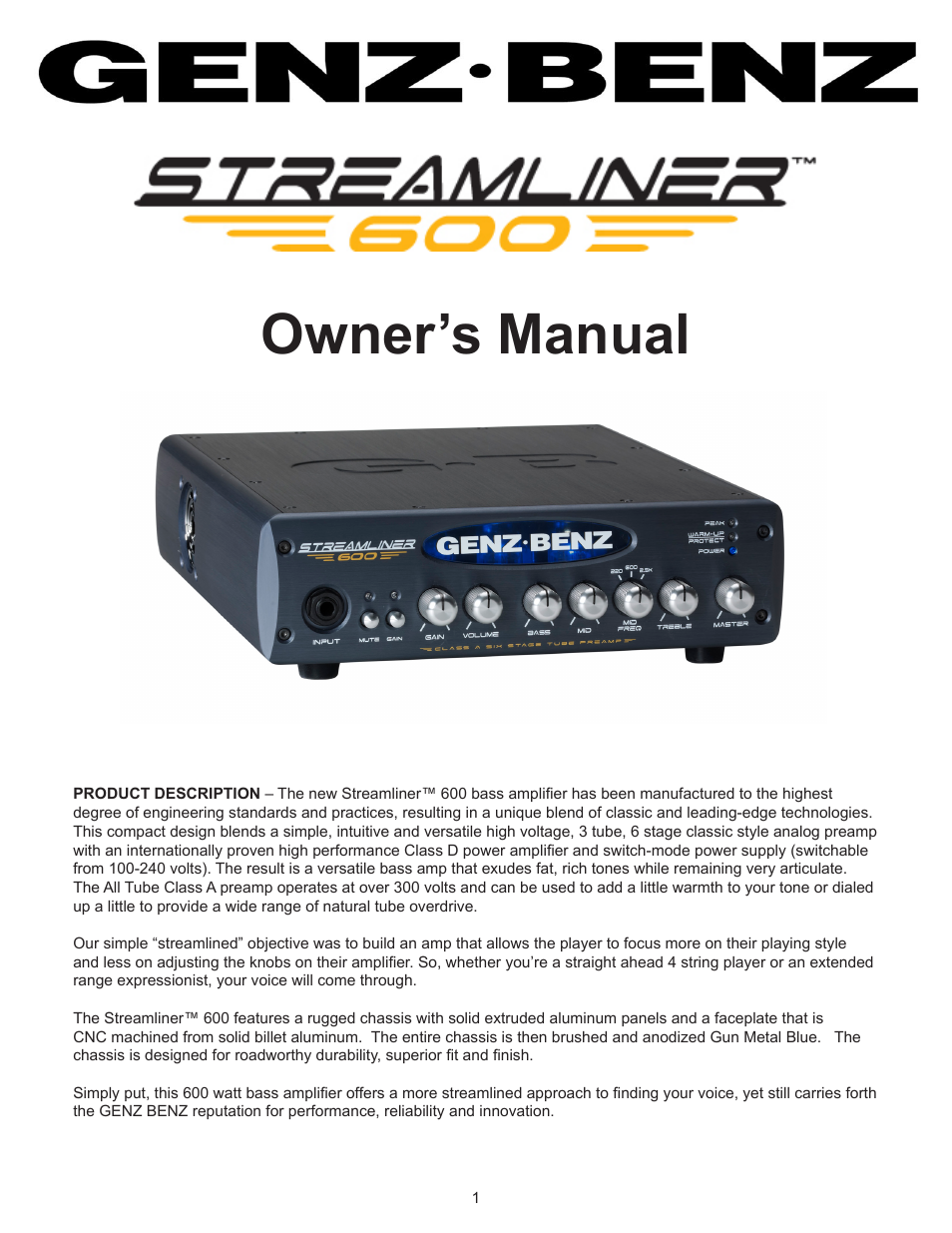 Genz-Benz STREAM LINER 600 User Manual | 7 pages