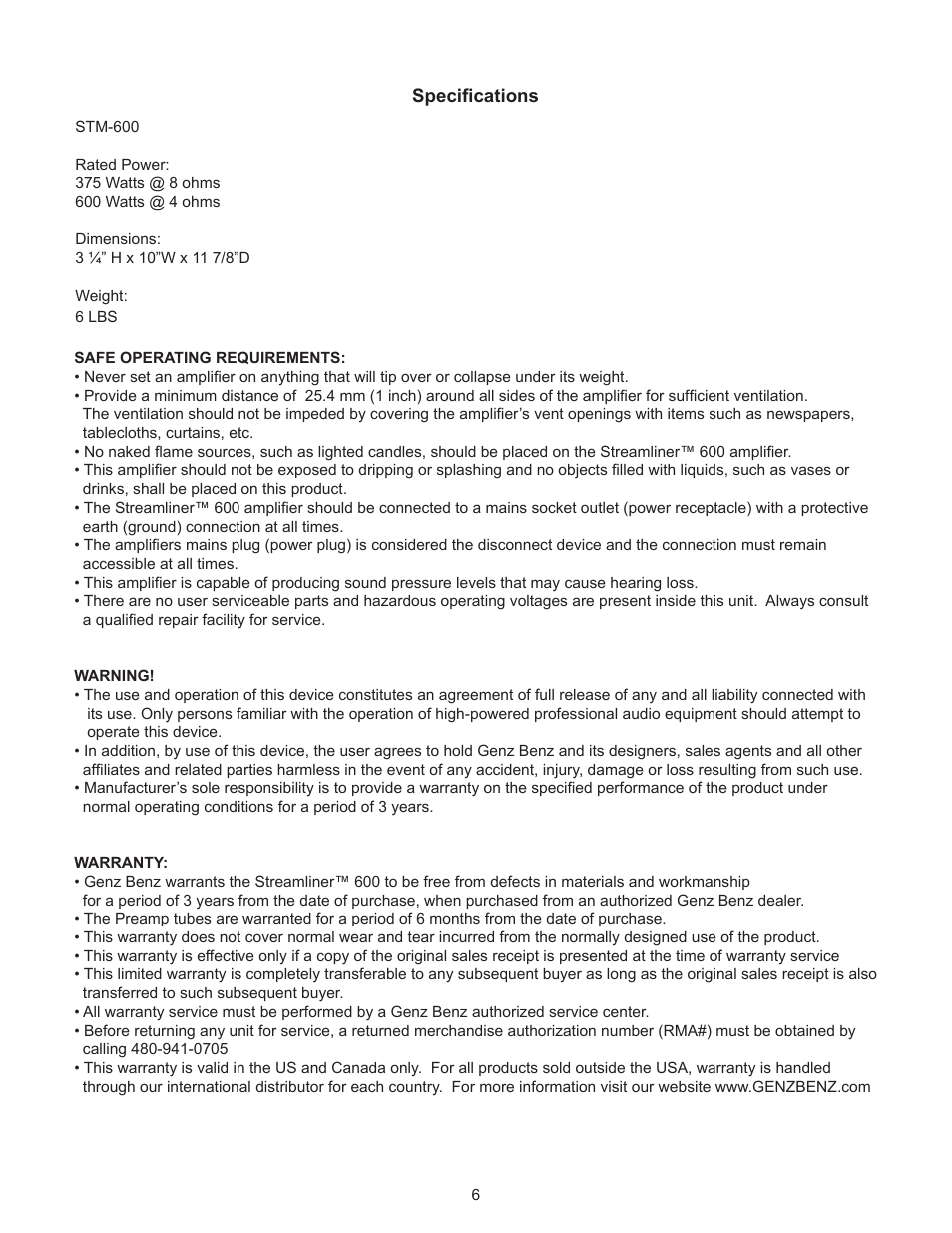 Genz-Benz STREAM LINER 600 User Manual | Page 6 / 7