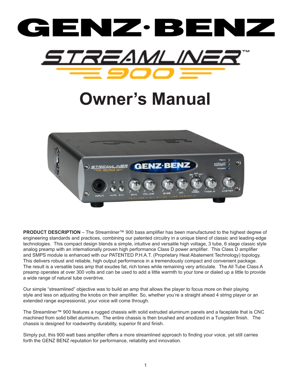 Genz-Benz STREAMLINER 900 User Manual | 7 pages