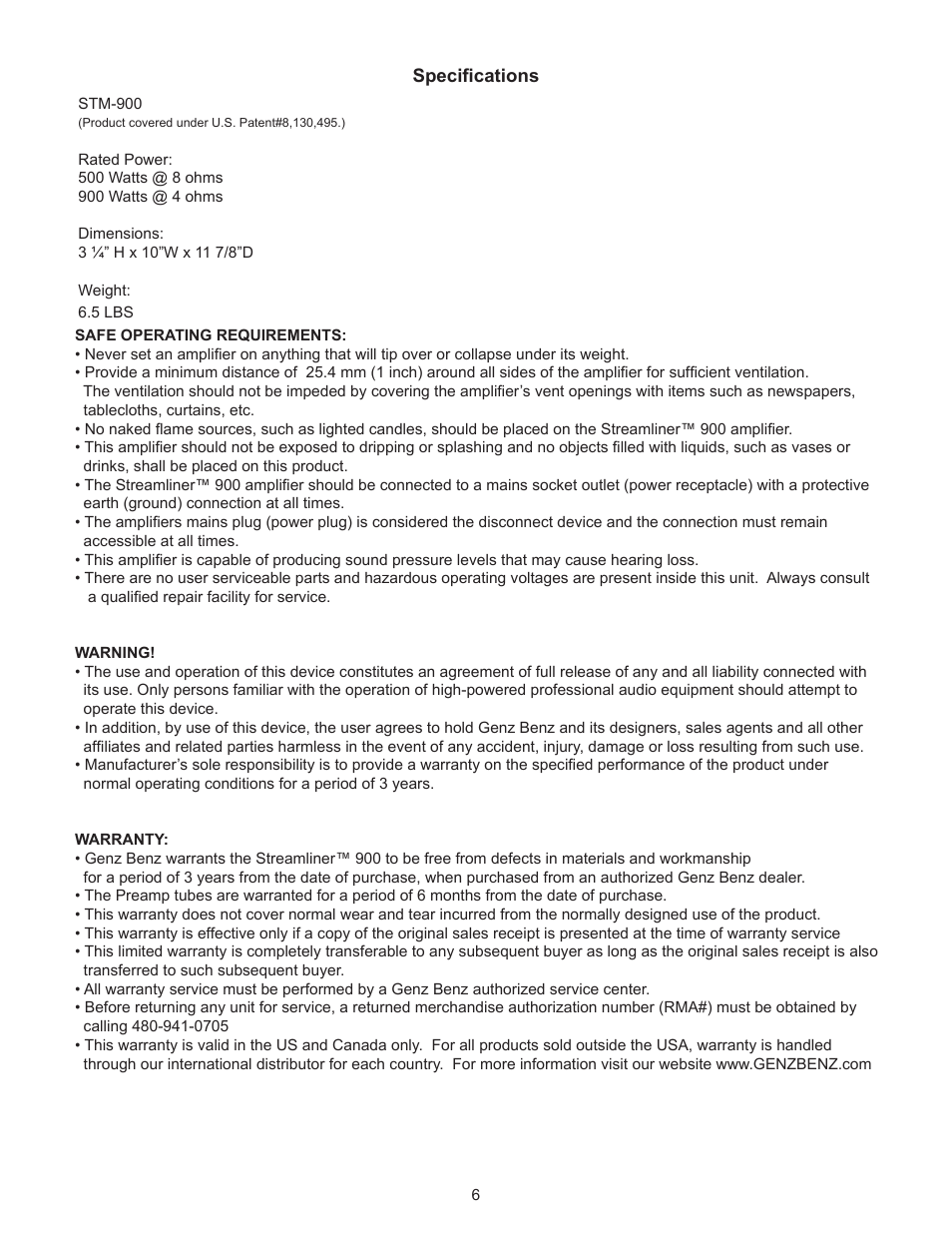 Genz-Benz STREAMLINER 900 User Manual | Page 6 / 7