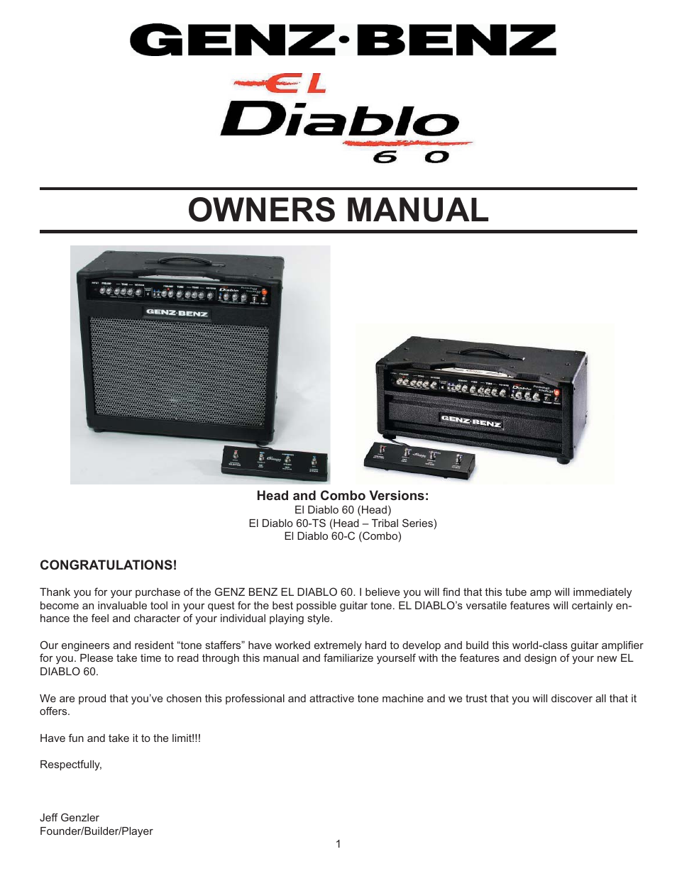 Genz-Benz EL DIABLO 60 User Manual | 12 pages