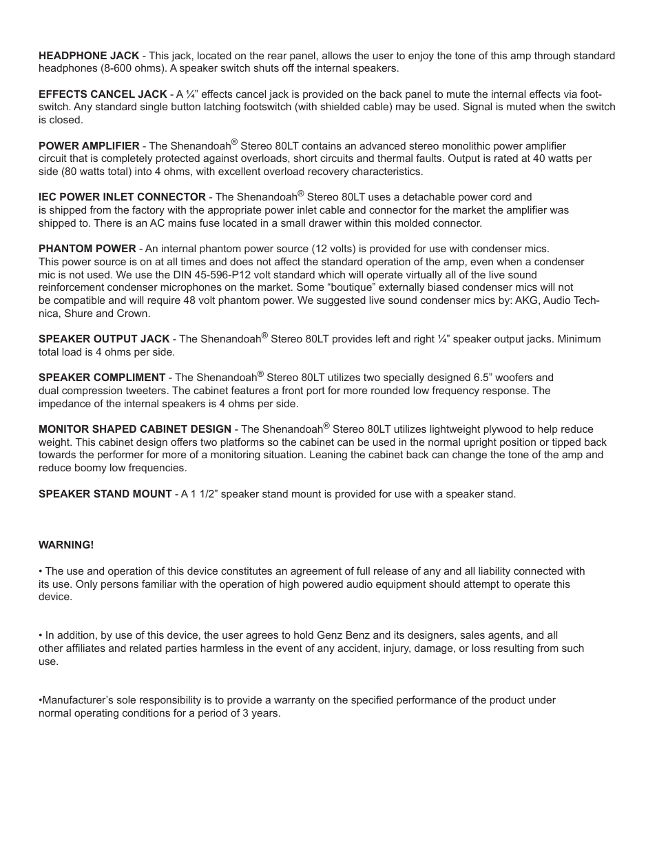 Genz-Benz SHENANDOAH 80 LT User Manual | Page 4 / 7