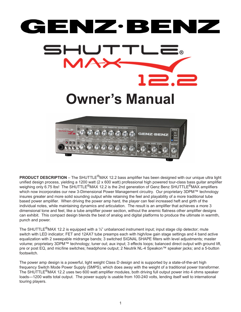 Genz-Benz MAX 12.2 User Manual | 9 pages