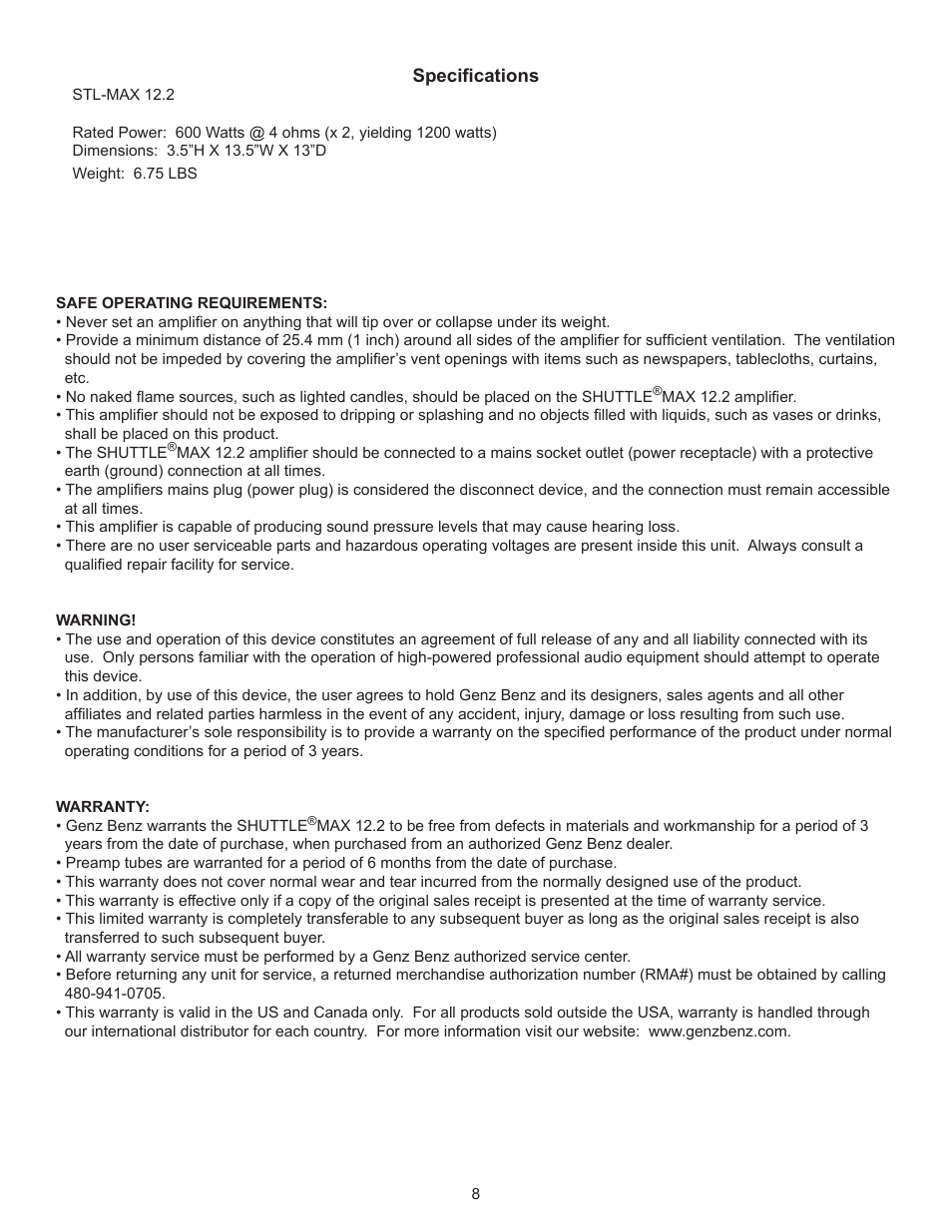 Genz-Benz MAX 12.2 User Manual | Page 8 / 9