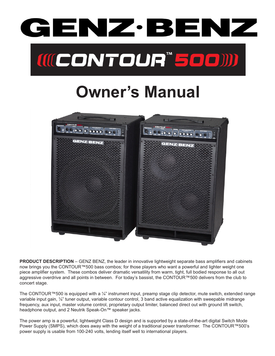Genz-Benz CONTOUR 500 User Manual | 7 pages