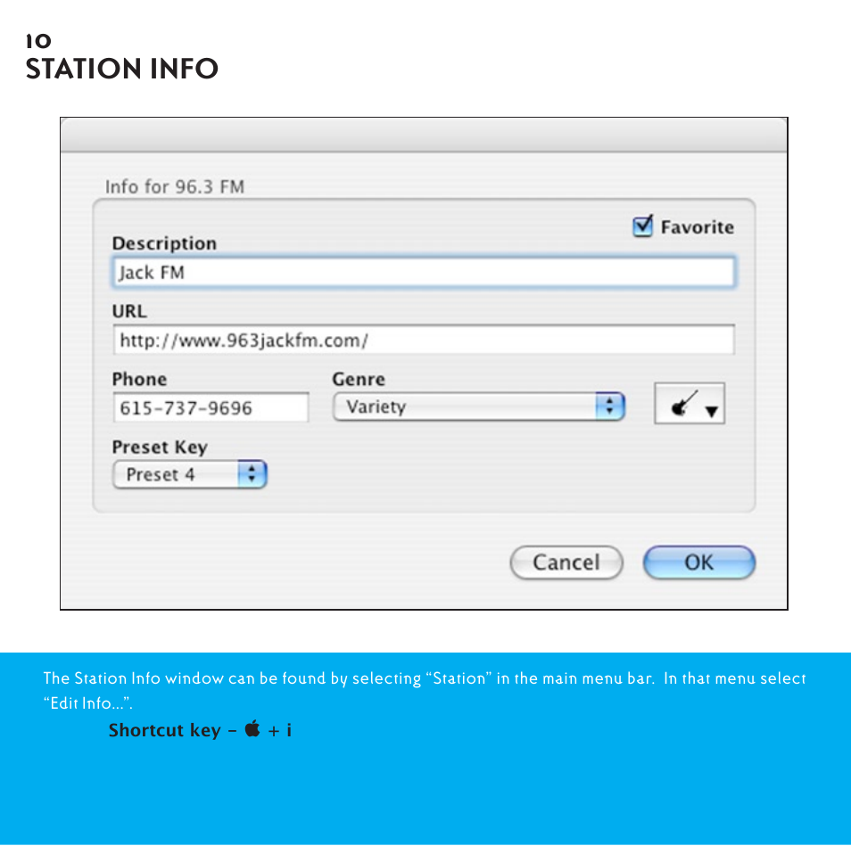Station info | Griffin Technology Radio Shark2.0 shark 2.0 User Manual | Page 10 / 26