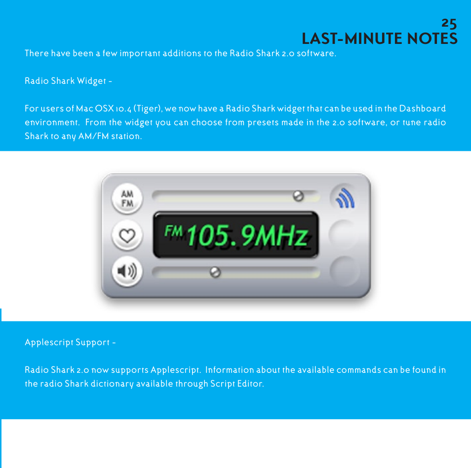 Last-minute notes | Griffin Technology Radio Shark2.0 shark 2.0 User Manual | Page 25 / 26