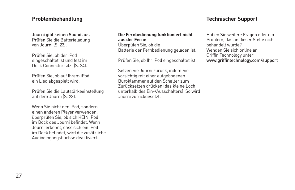 Griffin Technology Griffin TuneBuds Personal Mobile Speaker System User Manual | Page 27 / 42